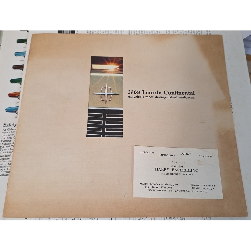 1968 Lincoln Continental Sales Brochure Vintage Miami Mercury Harry Easterling